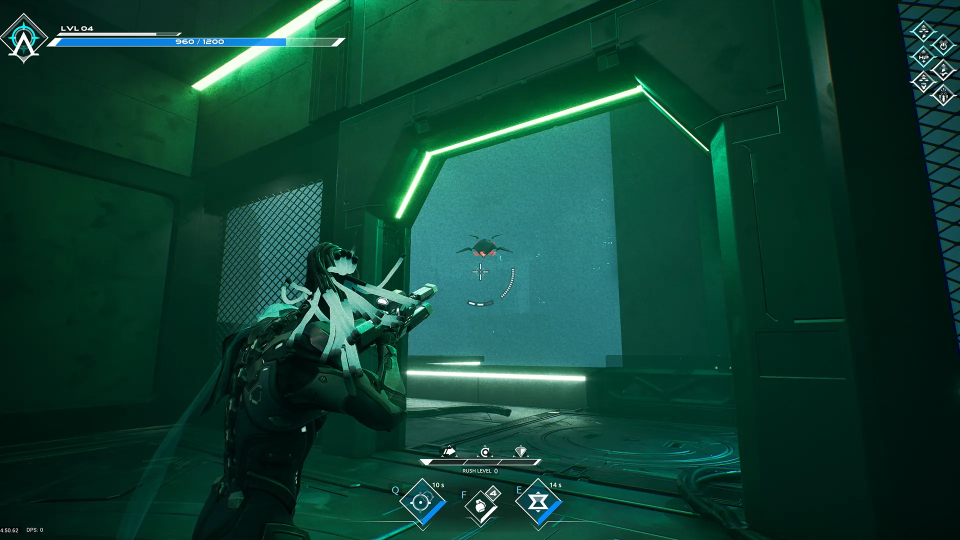 A robot shoot a drone in this rogue-like video game